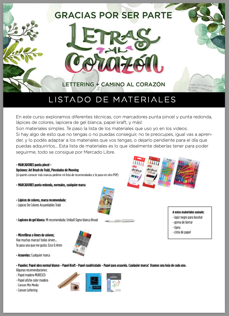 Lista de materiales